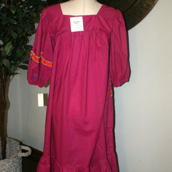 NWT Ramona Rull Boho Midi Dress - Pink with embroidery - Size S/P - Picture 7 of 10